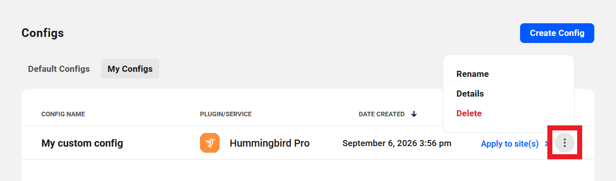 Custom config options in The Hub