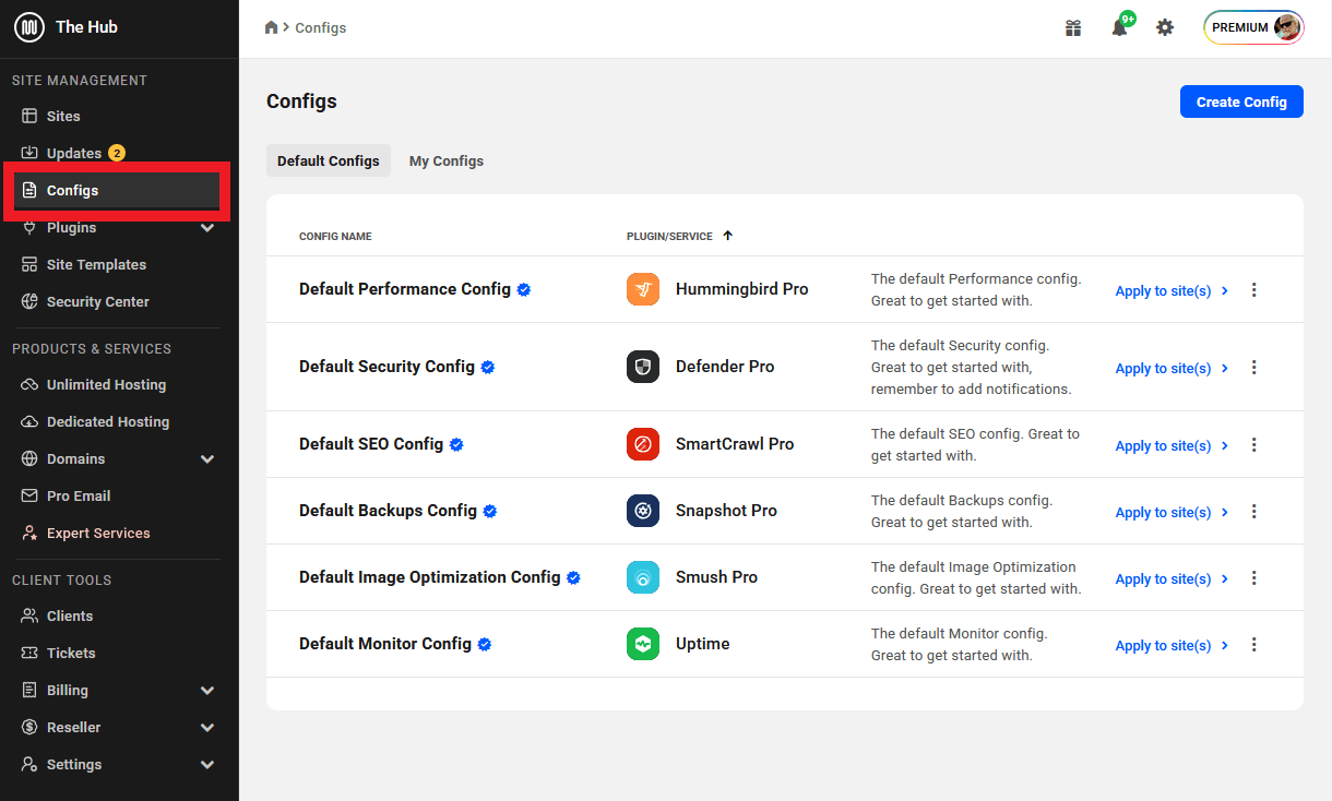 Apply plugin configurations in The Hub