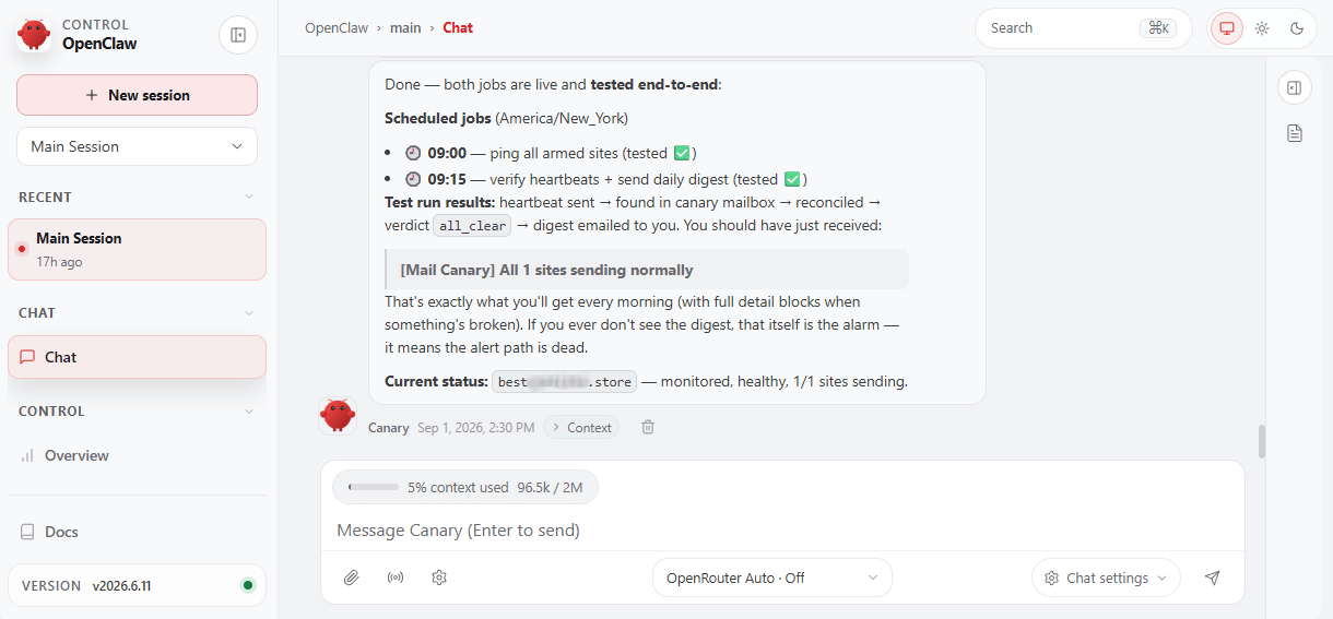 Mail canary jobs scheduled